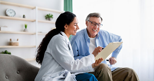 Man patient and woman doctor gastro