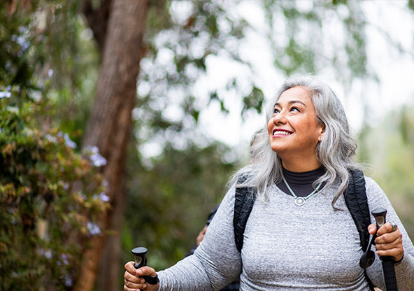 Woman hiking with diabetes