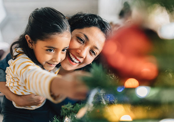 Family celebrating the holiday season. 