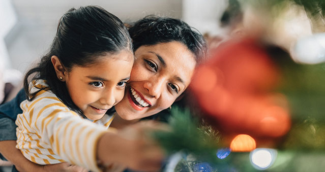 Family celebrating the holiday season. 