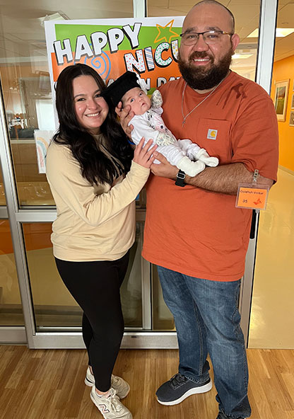 Lillian, her husband and Lucia on the day they went home from the NICU at CHRISTUS Health