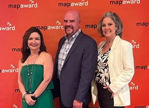 Map Awards 2023 Full length, L-R, Lisa Green, Glen Boles and Shelly Crouch