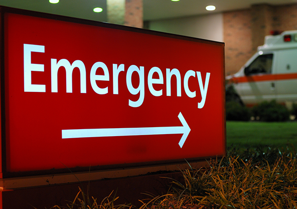 Emergency care hospital sign