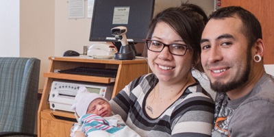 Newborn baby and family