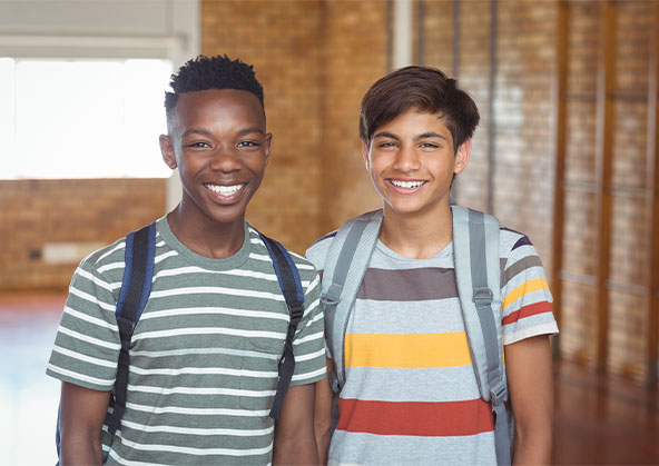 Two freshman boys smiling