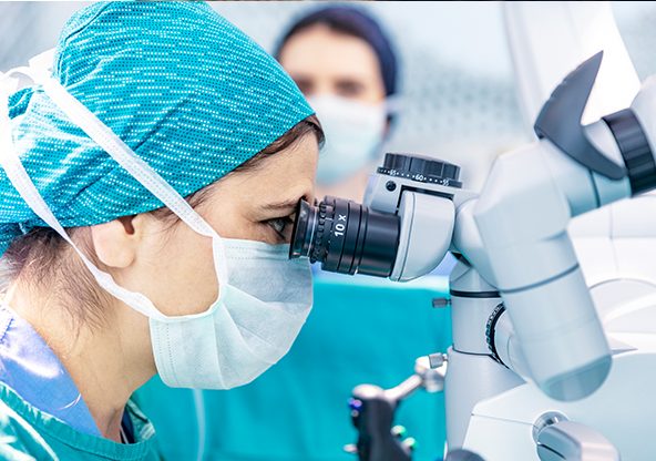 A heart surgeon performing a robotic procedure