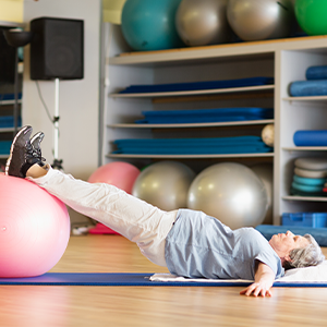 A woman doing physical therapy for her pelvic