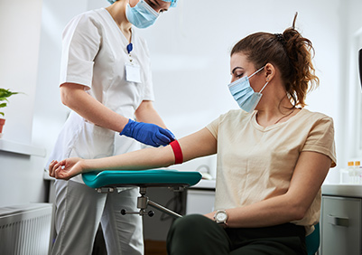 Woman receiving blood work