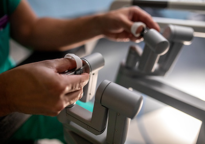 Robotic surgery sitting at the robot