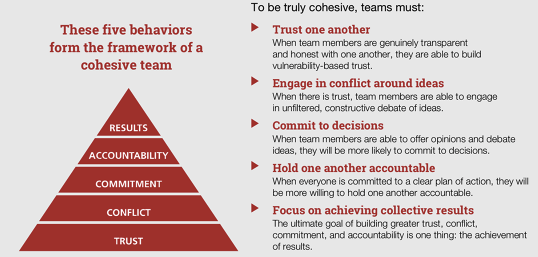 five Behaviors Cohesive Team