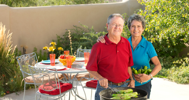 Couple enjoying their garden