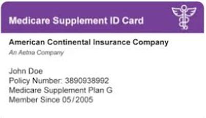 AETNA Medicare Supplement ID card